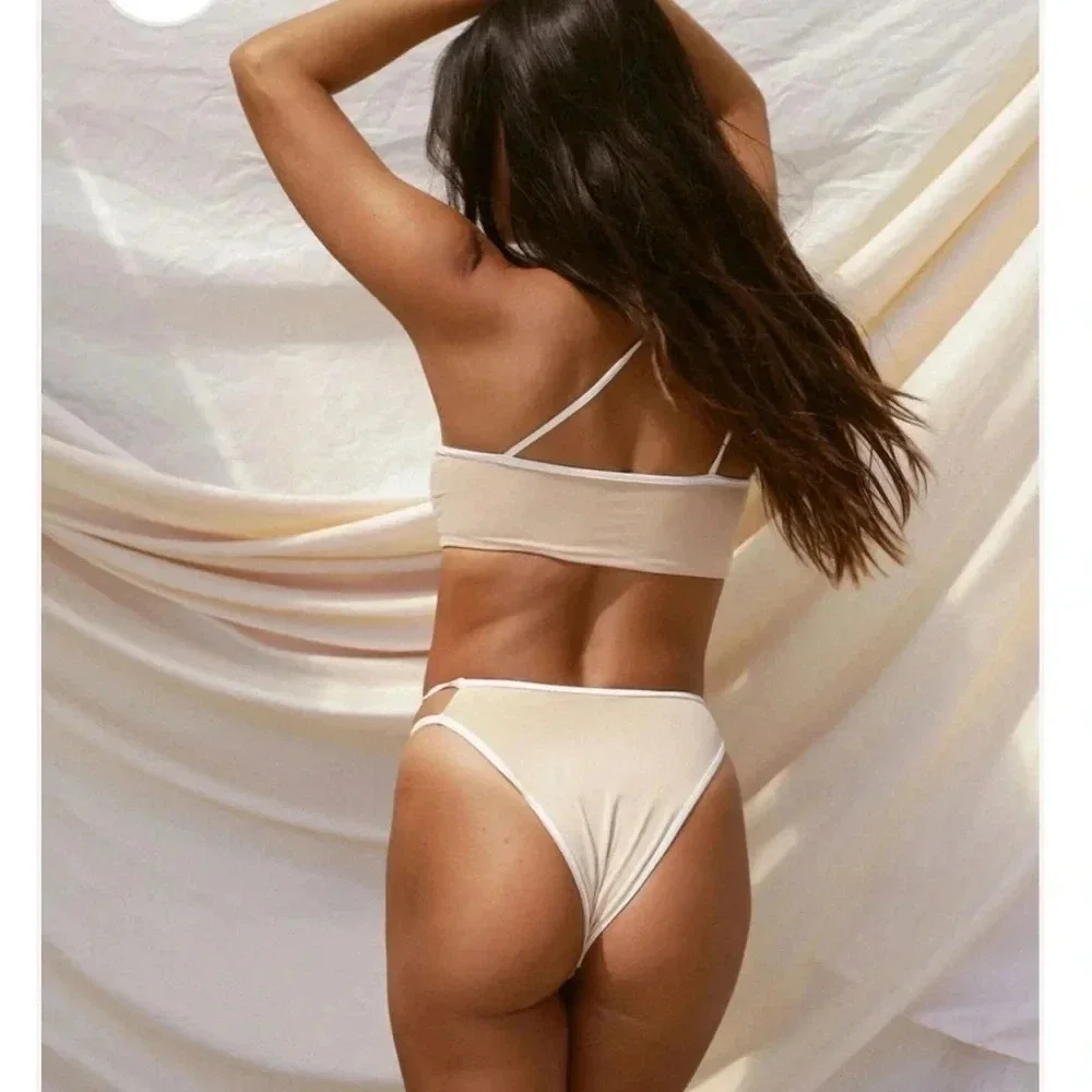 Stone Fox Swim Free People Bikini Bottom Echo Bottom in Frappe XL Beige Beach